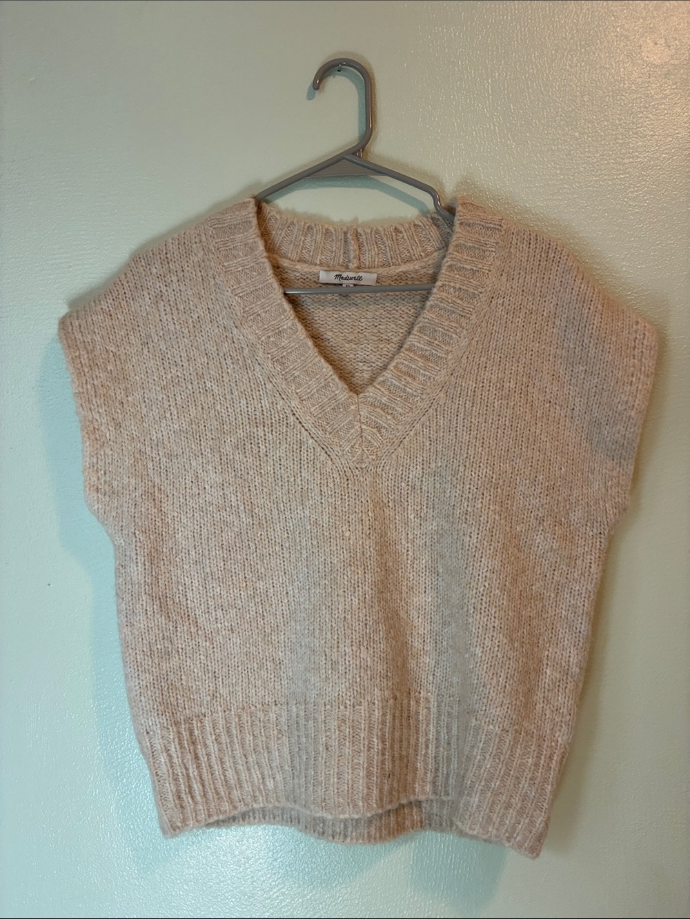 Madewell Cream V-Neck Sleeveless Sweater Vest